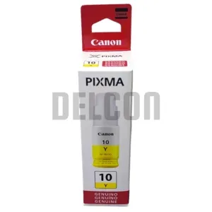 Botella De Tinta Canon GI-10 Amarillo, Para Impresoras Canon Pixma G6010 / G6011 / G7010 / GM2010 / GM2011, Rendimiento 7.700 Páginas.