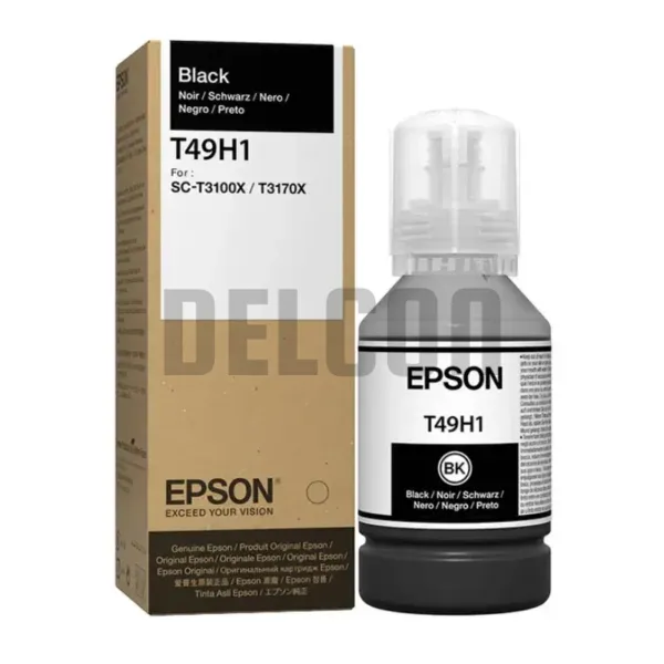 Botella De Tinta Epson T49H100 (T49H1) Color Negro, Compatible Con Impresora e Plotter Epson SureColor SC-T3100X / SC-T3170X, Rendimiento 6.000 Páginas.