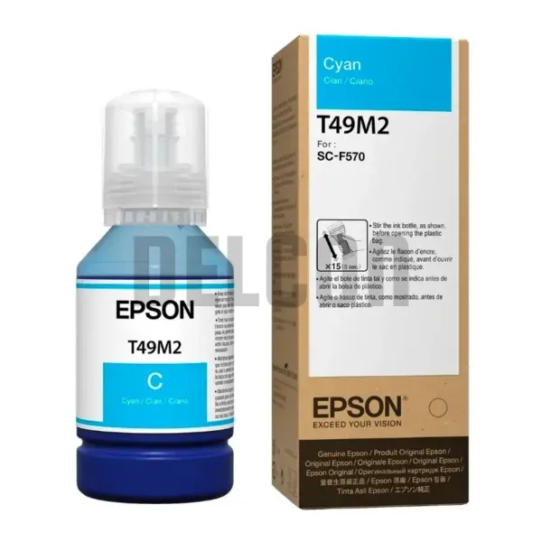 Tinta Epson T49M220 (T49M2) Color Cyan, Compatile Con Impresora e Plotter Epson SureColor SC-F170 / SC-F570 / SC-F571, Rendimiento 6.000 Páginas.