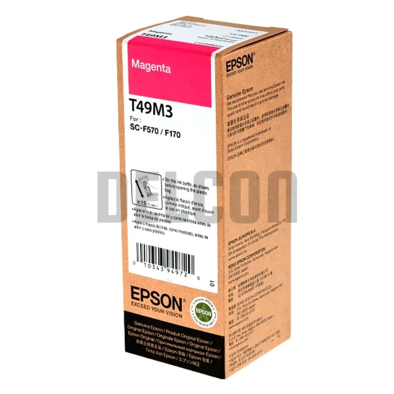 Tinta Epson T49M320 (T49M3) Color Magenta, Compatile Con Impresora e Plotter Epson SureColor SC-F170 / SC-F570 / SC-F571, Rendimiento 6.000 Páginas.