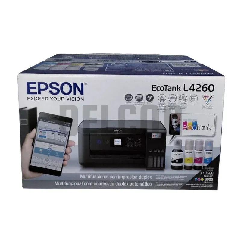 Impresora Multifuncional Epson Ecotank L4260 Wifi Duplex, Imprime/Copia/Escanea, Con Pantalla LCD a Color De 1,44". Peso 5.5 Kilos, Garantía 2 Años.