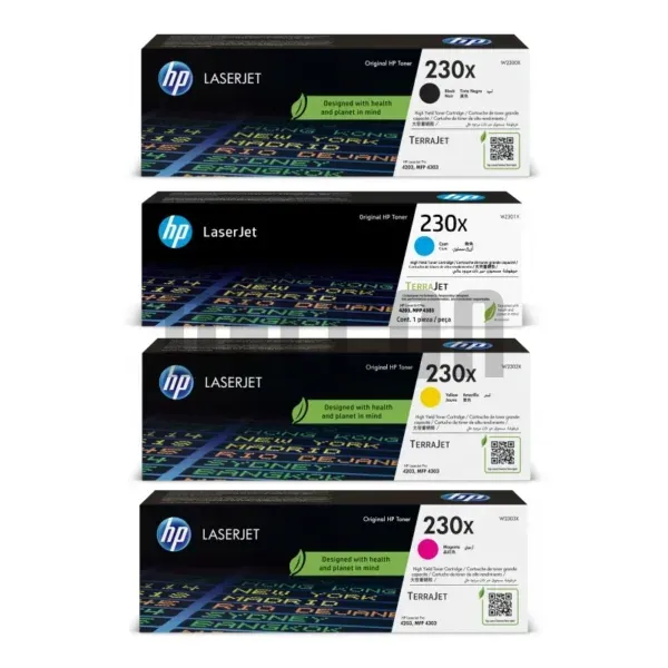 Toner Hp 230X [W2300X] [W2301X] [W2302X] [W2303X] Para Impresoras HP Color LaserJet Pro 4203dw / MFP 4303fdw, Color Negro Cyan Magenta Amarillo.