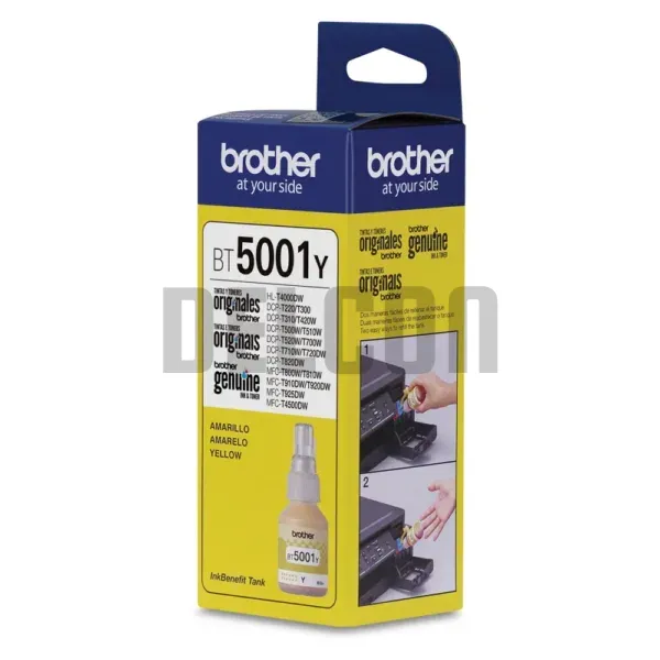 Tinta Brother BT5001Y Amarillo. Compatible Con Impresoras Brother T420W-V / T426W / T910DW / T920DW / T4500DW. Rendimiento 5.000 Páginas.