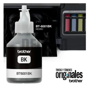 Tinta Brother BT6001BK Negro. Compatible Con Impresoras Brother DCP-T300 / DCP-T500W / DCP-T700W / MFC-T800W / MFC-T900DW. Rendimiento 6.000 Páginas.