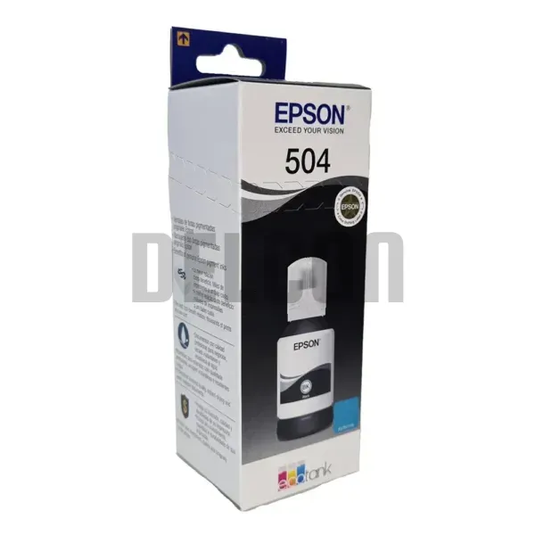 Botella De Tinta Epson T504120-AL Color Negro, Compatible Con Impresoras Epson Ecotank L4150 / L4160 / L4260 / L6270/ L14150, Rendimiento 7.500 Páginas.