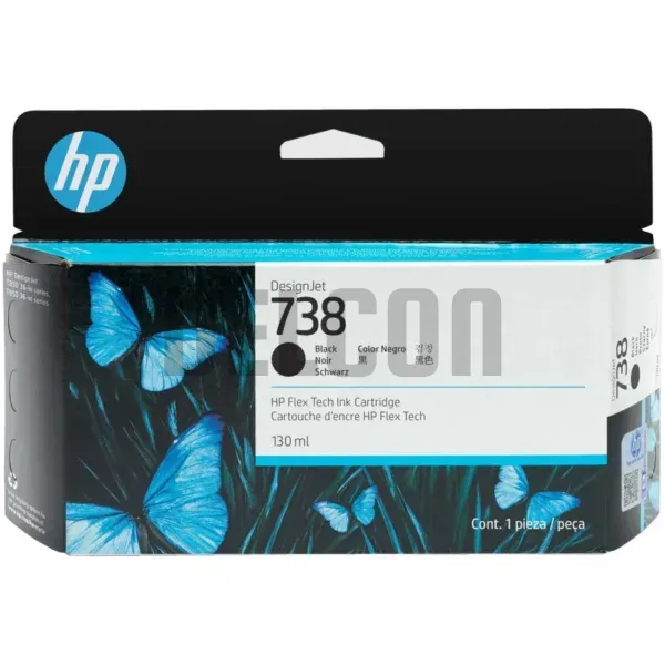 Cartucho De Tinta Hp 498N4A (738) Color Negro, Para Impresora e Plotter Multifunción Hp DesignJet T850 / T950 MFP Series, Contenido 130 Mililitros.