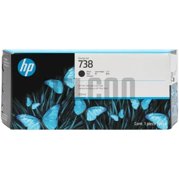 Cartucho De Tinta Hp 498N8A (738) Color Negro, Para Impresora e Plotter Multifunción Hp DesignJet T850 / T950 MFP Series, Contenido 300 Mililitros.