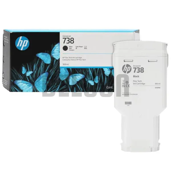 Cartucho De Tinta Hp 498N8A (738) Color Negro, Para Impresora e Plotter Multifunción Hp DesignJet T850 / T950 MFP Series, Contenido 300 Mililitros.