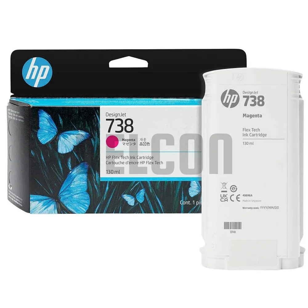 Cartucho De Tinta Hp 498N6A (738) Color Magenta, Para Impresora e Plotter Multifunción Hp DesignJet T850 / T950 MFP Series, Contenido 130 Mililitros.