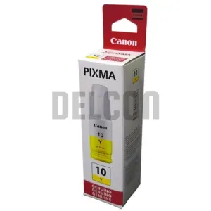 Botella De Tinta Canon GI-10 Amarillo, Para Impresoras Canon Pixma G6010 / G6011 / G7010 / GM2010 / GM2011, Rendimiento 7.700 Páginas.