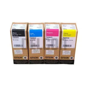 Pack De Tintas Epson T49H (T49H1|T49H2|T49H3|T49H4) Para Impresora e Plotter Epson SureColor SC-T3100X / SC-T3170X, Color Negro Cyan Magenta Amarillo.