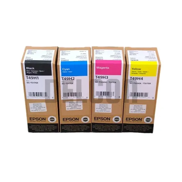 Pack De Tintas Epson T49H (T49H1|T49H2|T49H3|T49H4) Para Impresora e Plotter Epson SureColor SC-T3100X / SC-T3170X, Color Negro Cyan Magenta Amarillo.