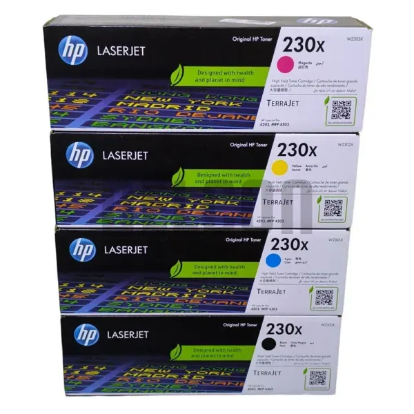 Toner Hp 230X [W2300X] [W2301X] [W2302X] [W2303X] Para Impresoras HP Color LaserJet Pro 4203dw / MFP 4303fdw, Color Negro Cyan Magenta Amarillo.