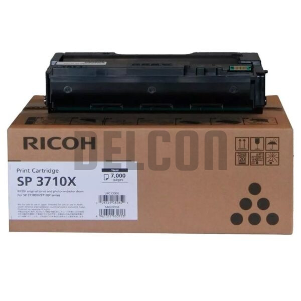 Toner Ricoh SP 3710X Series (408284) Black, Compatible Con Impresoras Ricoh SP 3710DN / SP 3710SF / M 320F / P 311, Rendimiento 7.000 Paginas.